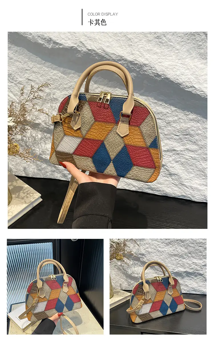 Women's 2024 Texture Crossbody Bag Multi Color Stitched — feature 26