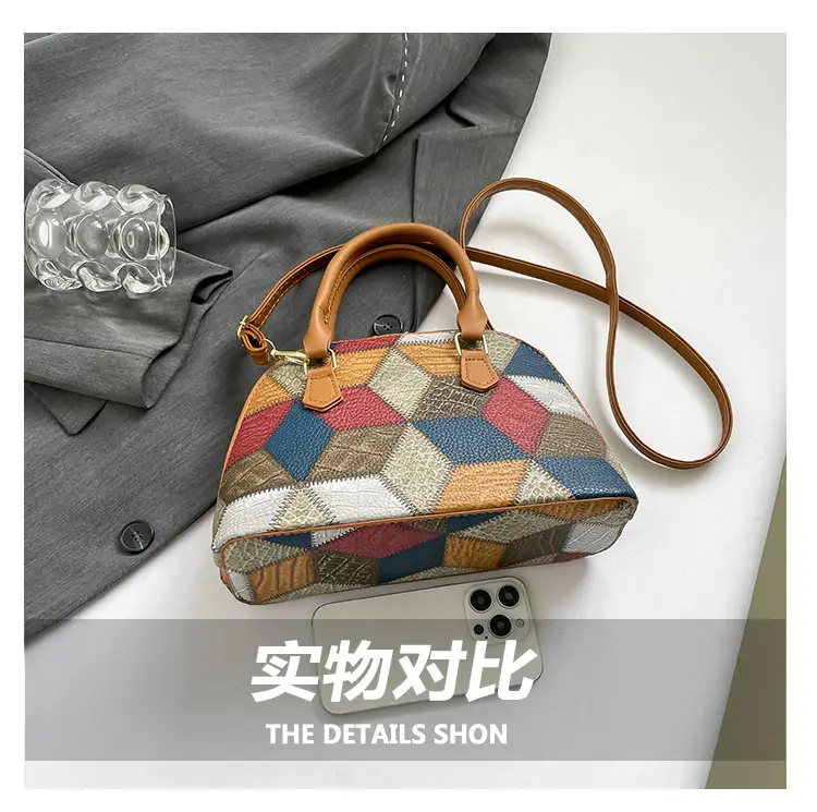 Women's 2024 Texture Crossbody Bag Multi Color Stitched — feature 7