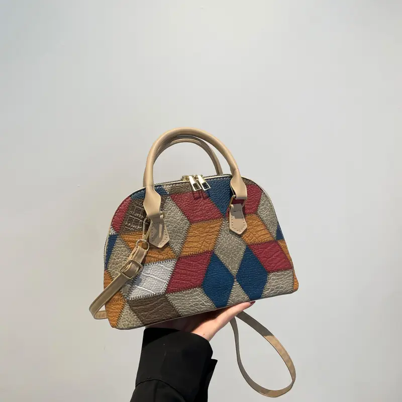 Women's 2024 Texture Crossbody Bag Multi Color Stitched