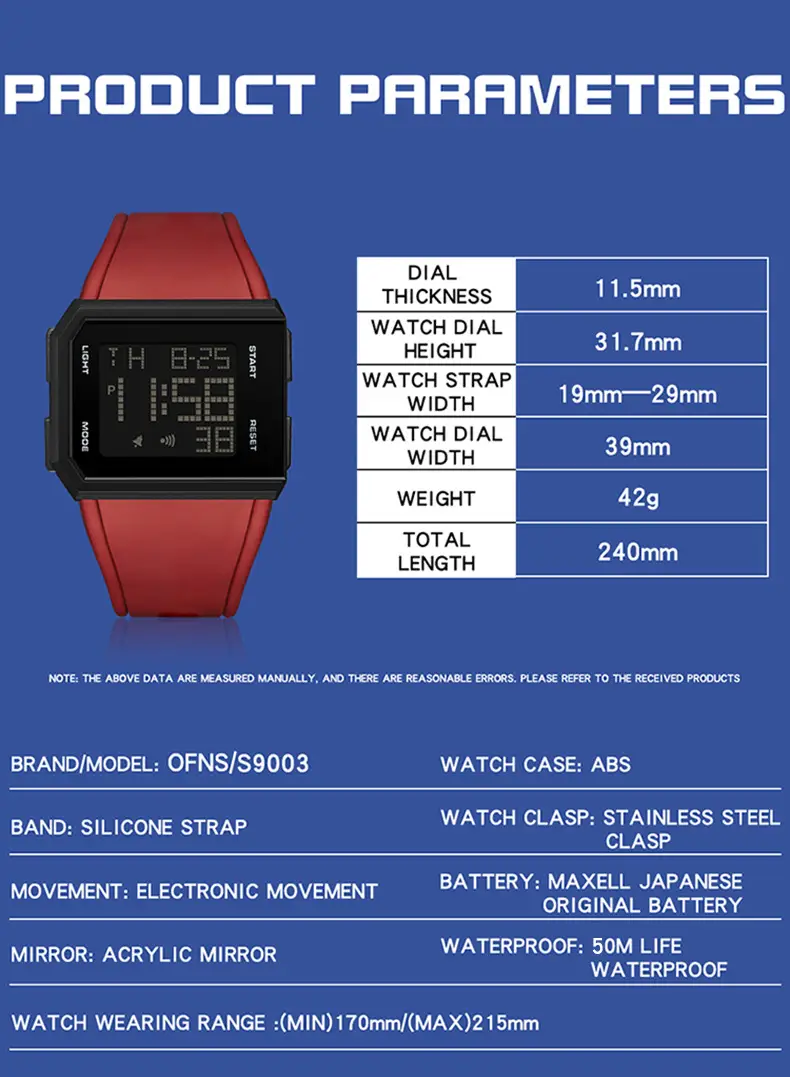 O'FANS Digital Watch Black 1159 Waterproof Sports Wear — feature 28
