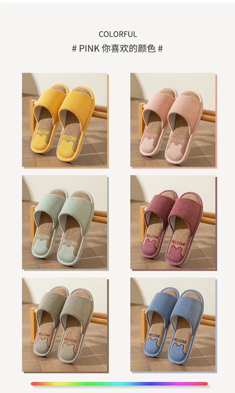 Linen Slippers Women's Summer Indoor Household Non-slip Home Floor Four Seasons Couple's Cotton Linen Slippers Men's — feature 11