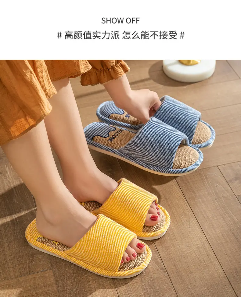Linen Slippers Women's Summer Indoor Household Non-slip Home Floor Four Seasons Couple's Cotton Linen Slippers Men's — feature 12