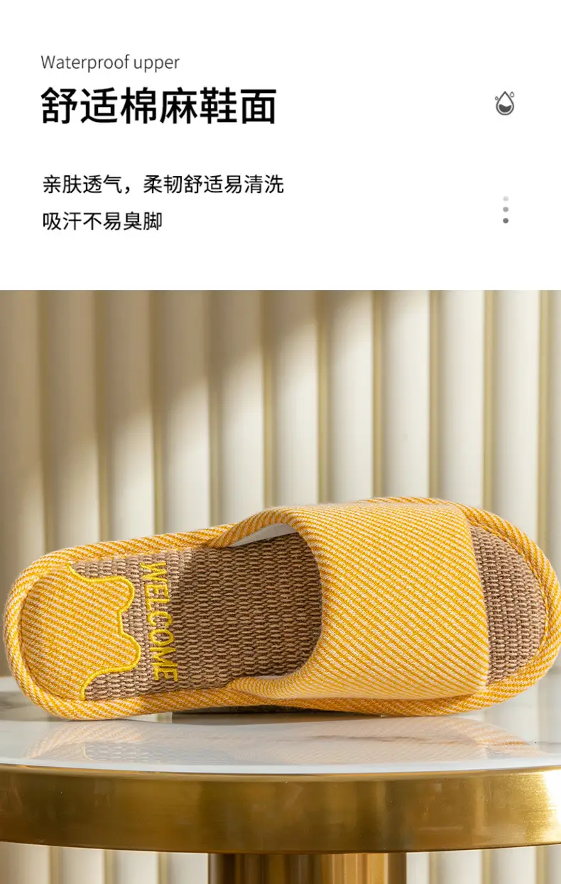 Linen Slippers Women's Summer Indoor Household Non-slip Home Floor Four Seasons Couple's Cotton Linen Slippers Men's — feature 8