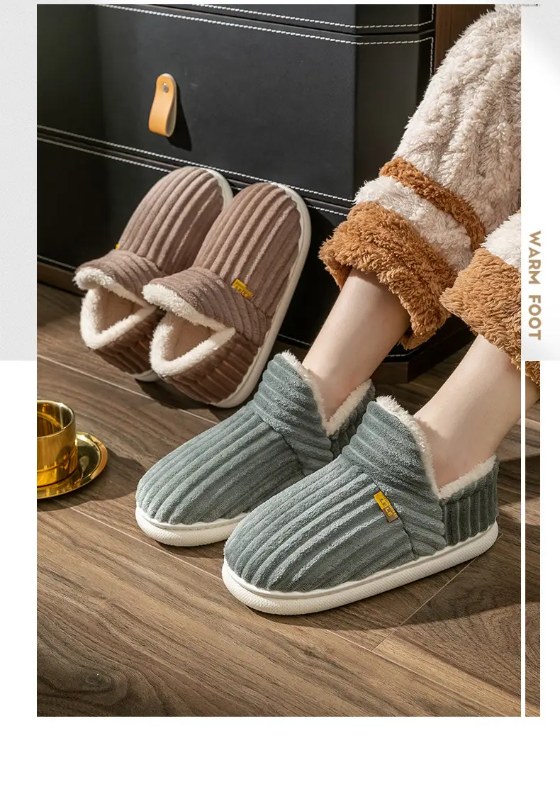 Autumn and Winter Cotton Slippers Bag with Men's Couple Indoor Home Warm Home Yuezi Wool Slippers Women's Winter Cotton Shoes — feature 2