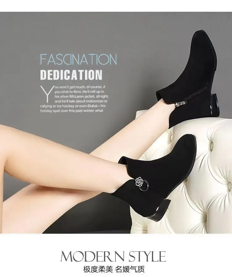 Women's Black Frosted Leather Ankle Boots 2024 — feature 1