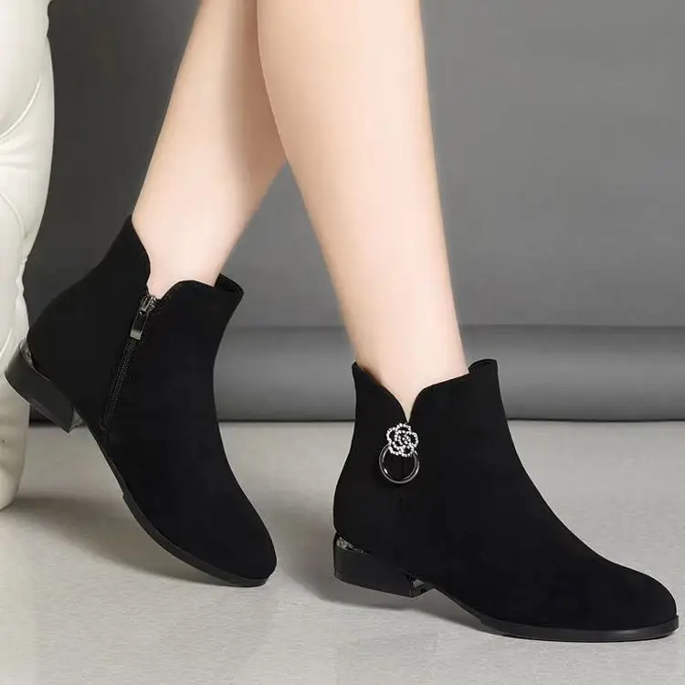 Women's Black Frosted Leather Ankle Boots 2024 — feature 10