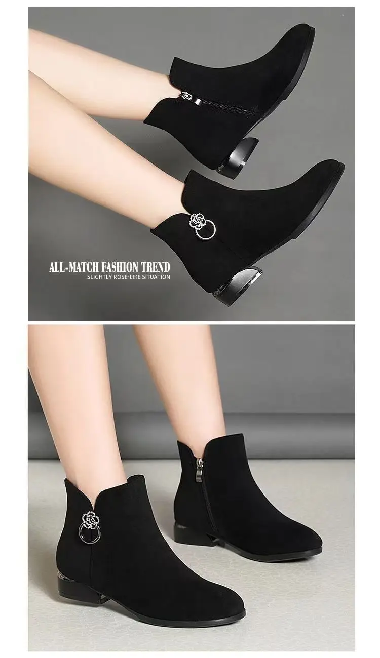 Women's Black Frosted Leather Ankle Boots 2024 — feature 3