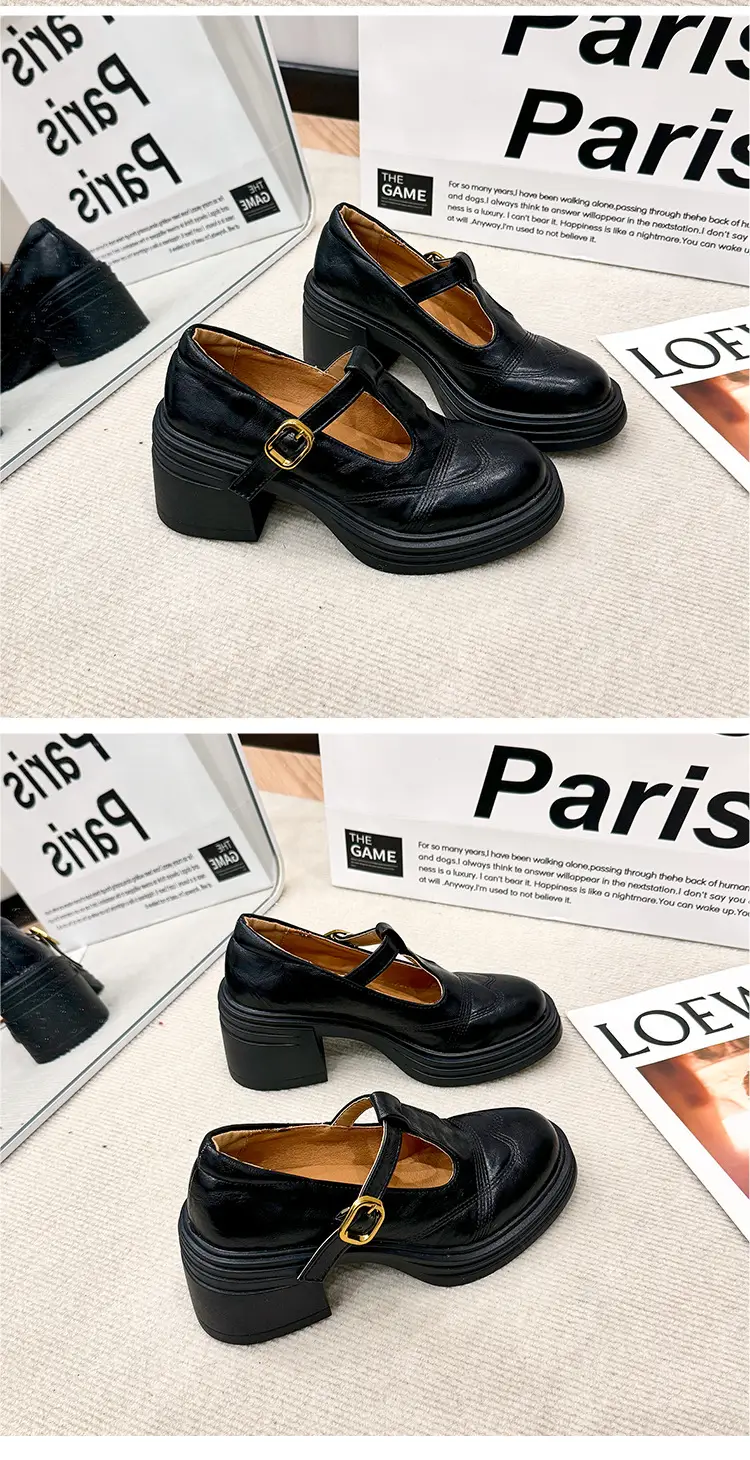 Mary Jane Small Leather Shoes Women's 2024 New Autumn French Japanese Jk Uniform Shoes Student British Style High Heeled Shoes — feature 23