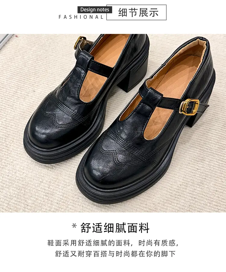 Mary Jane Small Leather Shoes Women's 2024 New Autumn French Japanese Jk Uniform Shoes Student British Style High Heeled Shoes — feature 6