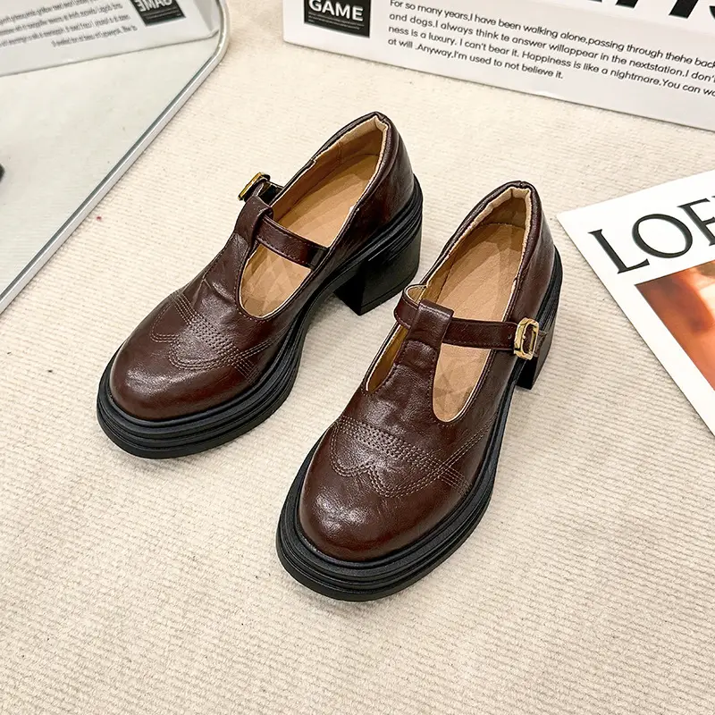 Mary Jane Small Leather Shoes Women's 2024 New Autumn French Japanese Jk Uniform Shoes Student British Style High Heeled Shoes - Image 2