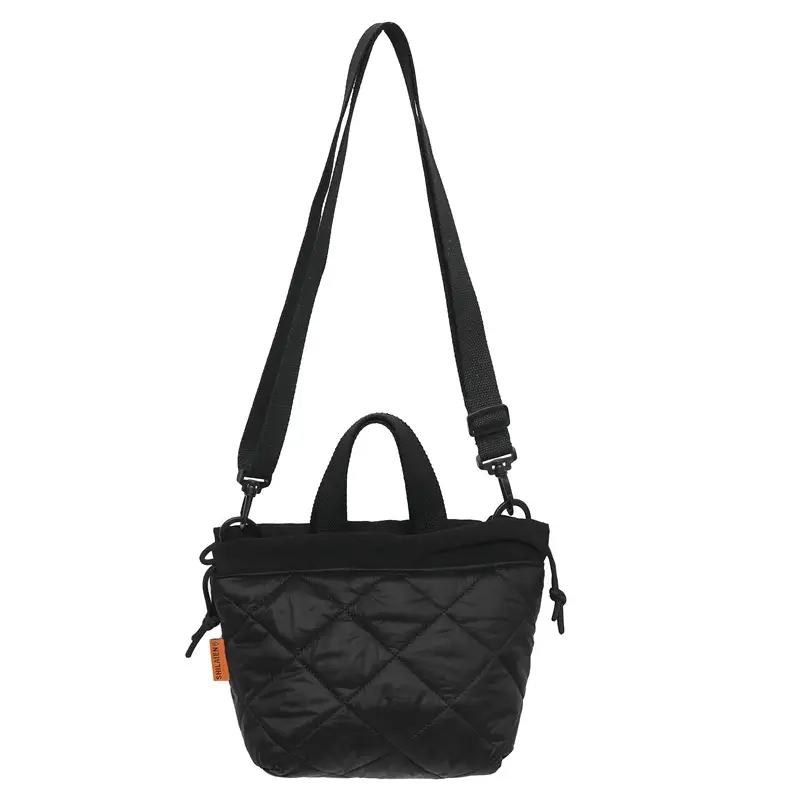 Women's Quilted Crossbody Bag Beige Black Winter Travel - Image 9
