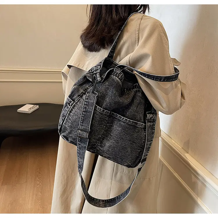 Denim Casual Tote Bag Large Capacity Korean Style — feature 13