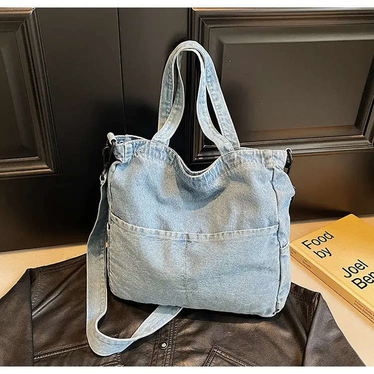 Denim Casual Tote Bag Large Capacity Korean Style — feature 18