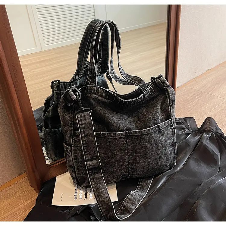 Denim Casual Tote Bag Large Capacity Korean Style — feature 20
