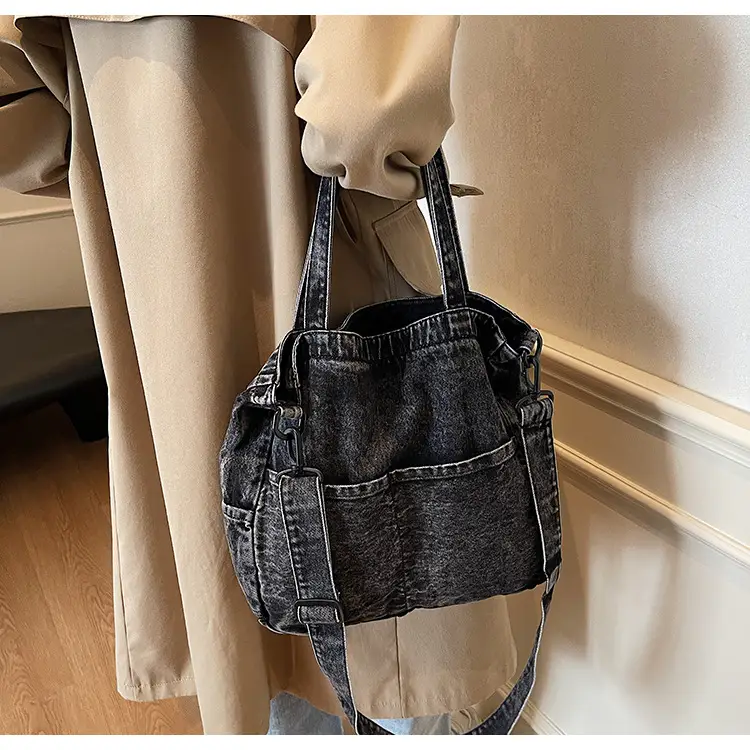 Denim Casual Tote Bag Large Capacity Korean Style — feature 24