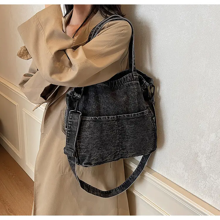 Denim Casual Tote Bag Large Capacity Korean Style — feature 26