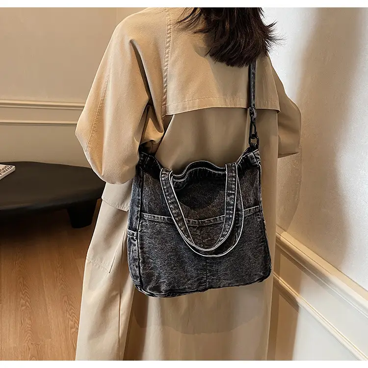 Denim Casual Tote Bag Large Capacity Korean Style — feature 28