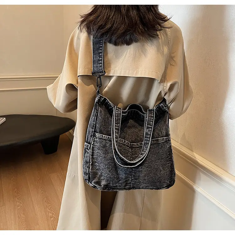 Denim Casual Tote Bag Large Capacity Korean Style — feature 29
