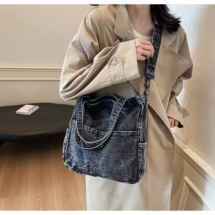 Denim Casual Tote Bag Large Capacity Korean Style — feature 30