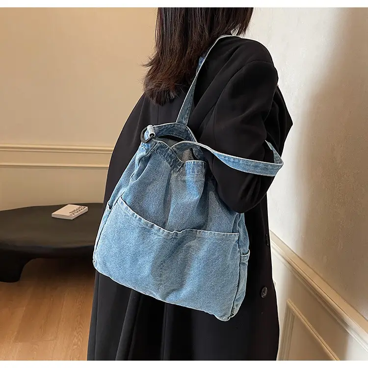 Denim Casual Tote Bag Large Capacity Korean Style — feature 32