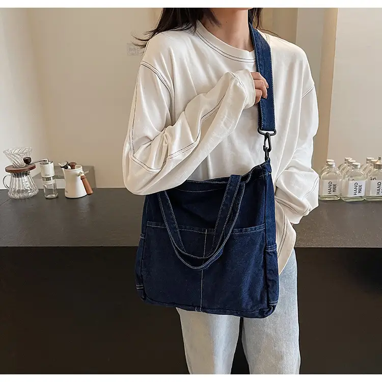 Denim Casual Tote Bag Large Capacity Korean Style — feature 34