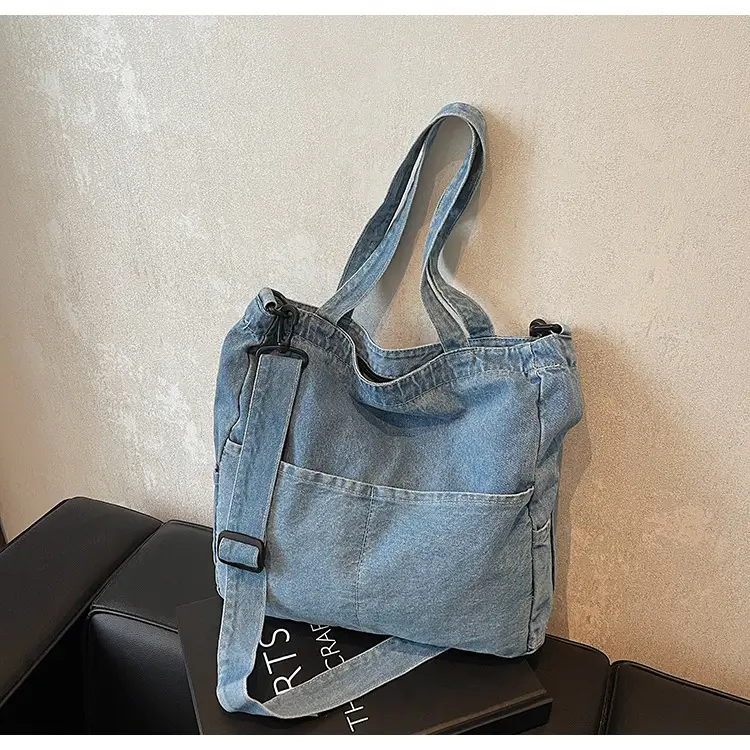 Denim Casual Tote Bag Large Capacity Korean Style — feature 35
