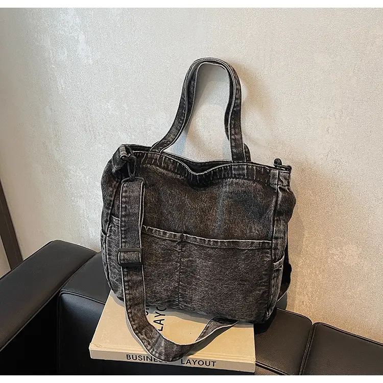 Denim Casual Tote Bag Large Capacity Korean Style — feature 36