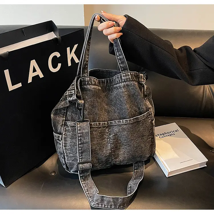 Denim Casual Tote Bag Large Capacity Korean Style — feature 37