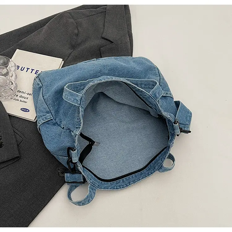 Denim Casual Tote Bag Large Capacity Korean Style — feature 40