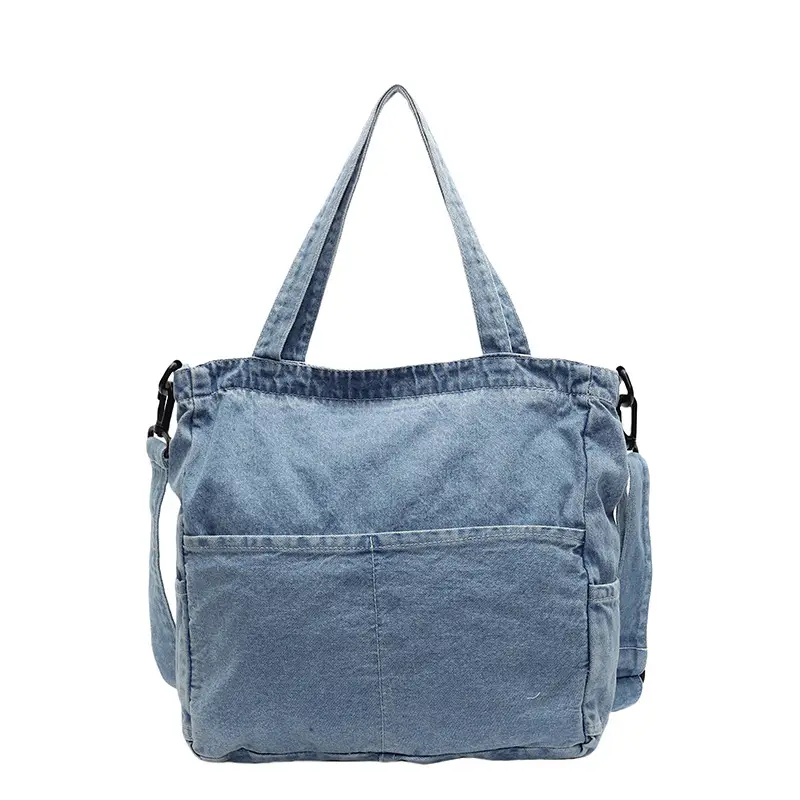 Denim Casual Tote Bag Large Capacity Korean Style - Image 2