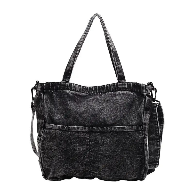 Denim Casual Tote Bag Large Capacity Korean Style - Image 3