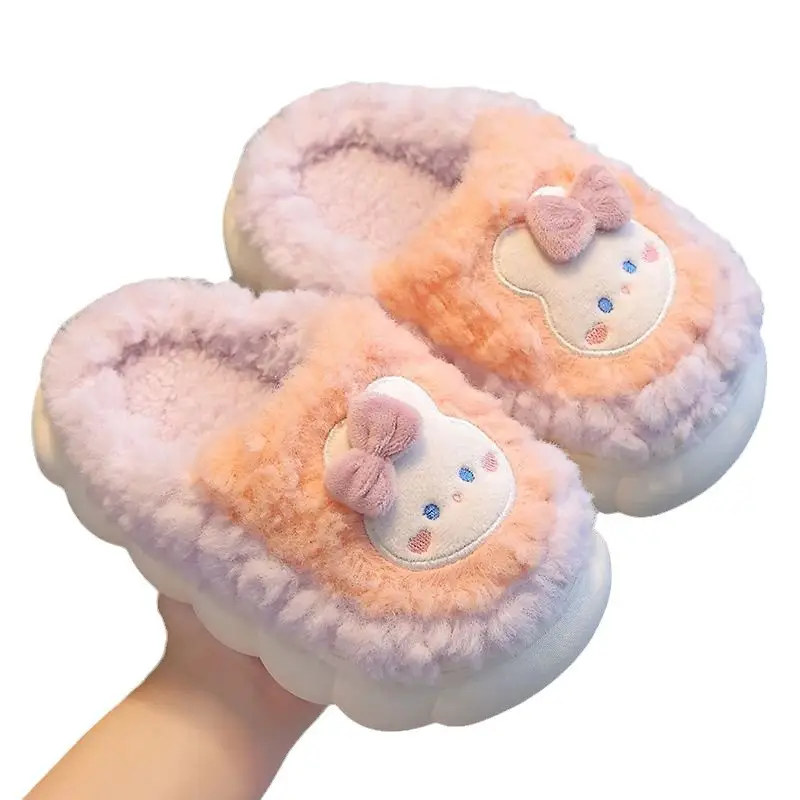 Children's Cotton Slippers Winter 2026 New Indoor Girls' Fur Slippers with Heel Boys' Baby Non-Slip Warm Home Shoes - Image 13