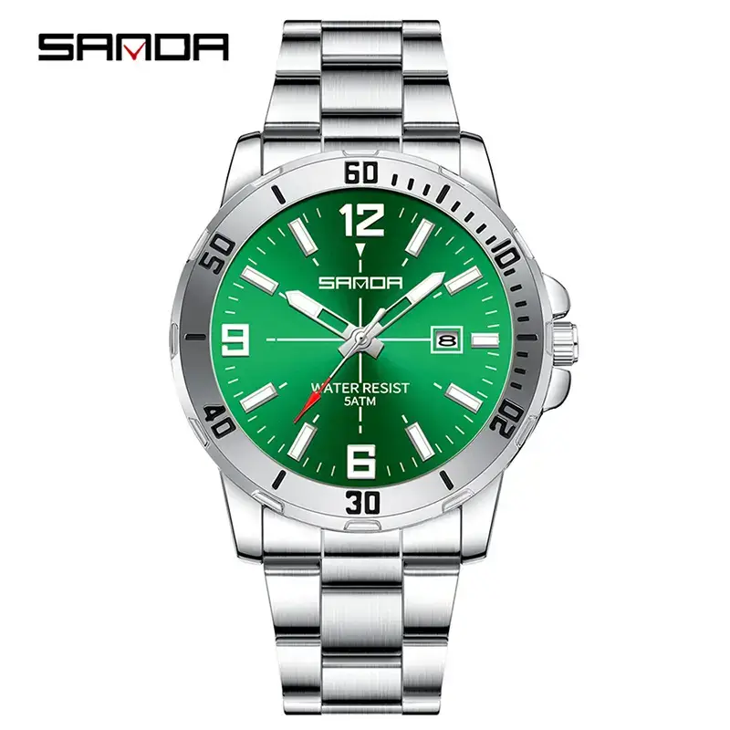 Sanda Gold Plated Men's Quartz Watch Large Dial Waterproof Belt - Image 5