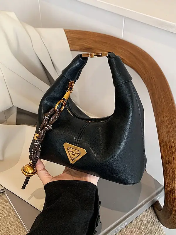 Brown Leather Shoulder Bag with Chain Strap for Women - Image 5