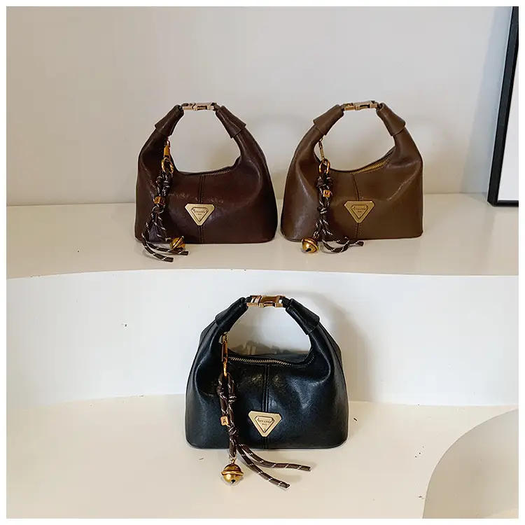 Brown Leather Shoulder Bag with Chain Strap for Women — feature 1