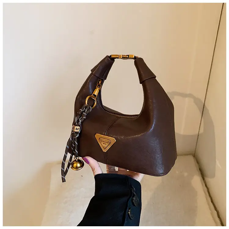 Brown Leather Shoulder Bag with Chain Strap for Women — feature 19