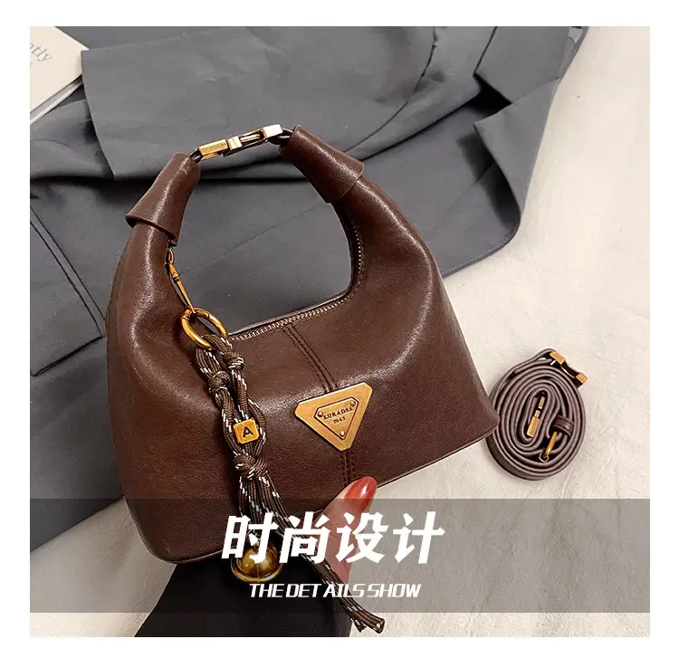 Brown Leather Shoulder Bag with Chain Strap for Women — feature 4