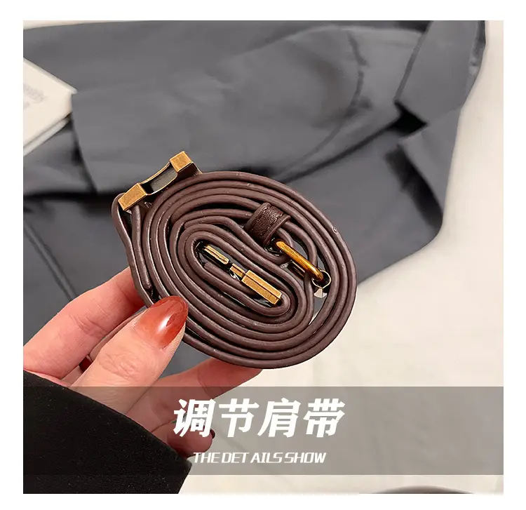 Brown Leather Shoulder Bag with Chain Strap for Women — feature 6