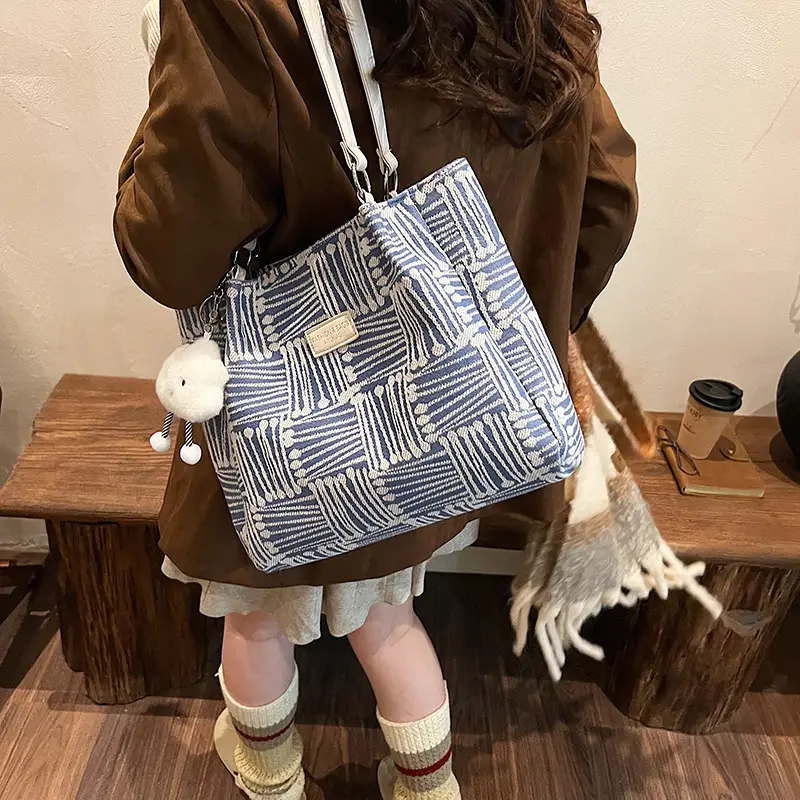 Women's Striped College Bag Winter Large Capacity - Image 7