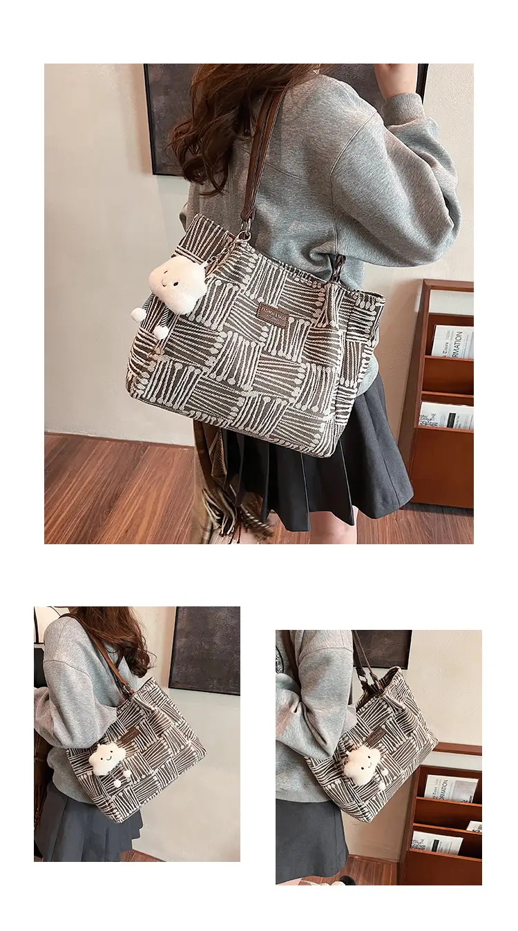 Women's Striped College Bag Winter Large Capacity — feature 10