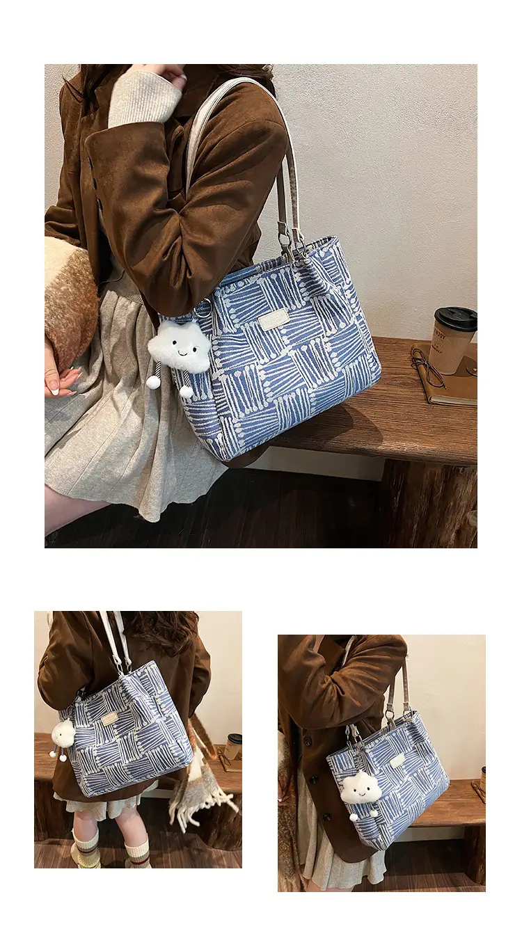 Women's Striped College Bag Winter Large Capacity — feature 11