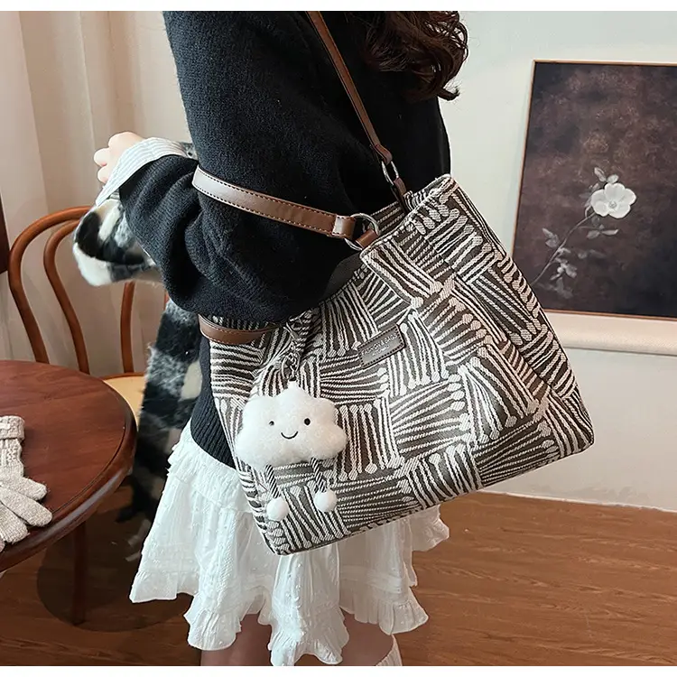 Women's Striped College Bag Winter Large Capacity — feature 16