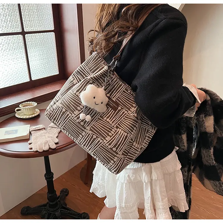 Women's Striped College Bag Winter Large Capacity — feature 17