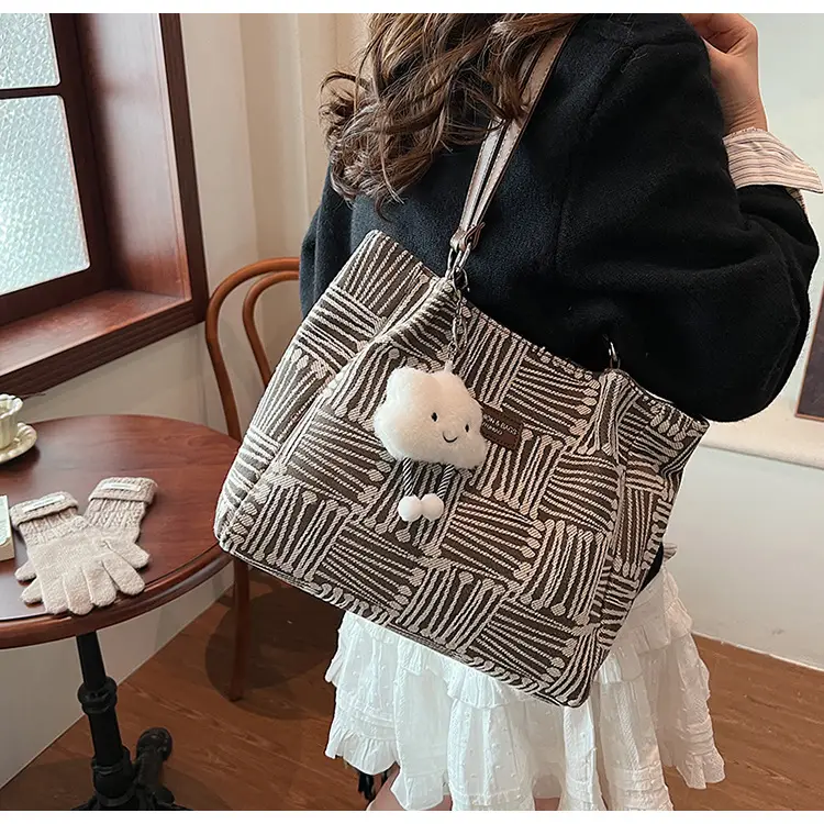 Women's Striped College Bag Winter Large Capacity — feature 18