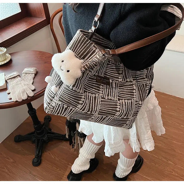 Women's Striped College Bag Winter Large Capacity — feature 19