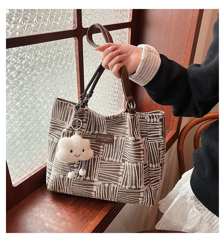 Women's Striped College Bag Winter Large Capacity — feature 2