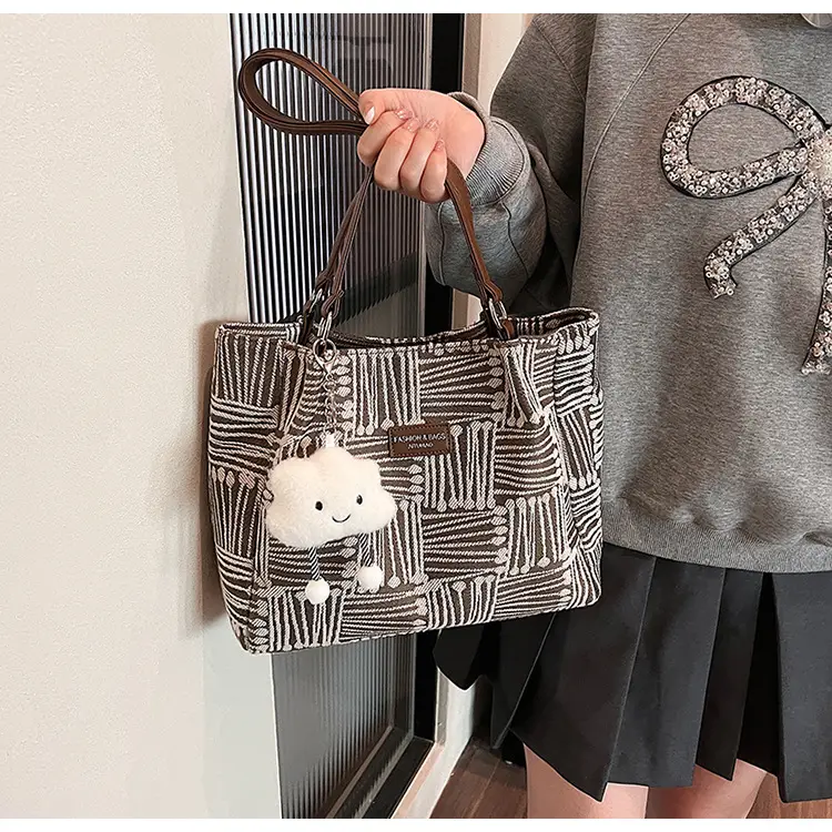 Women's Striped College Bag Winter Large Capacity — feature 20