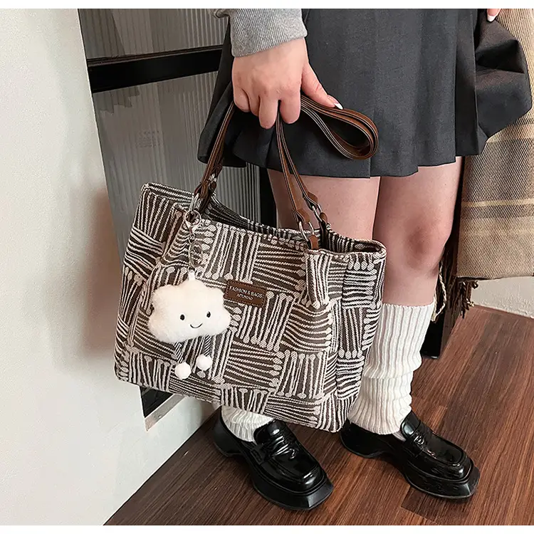 Women's Striped College Bag Winter Large Capacity — feature 21