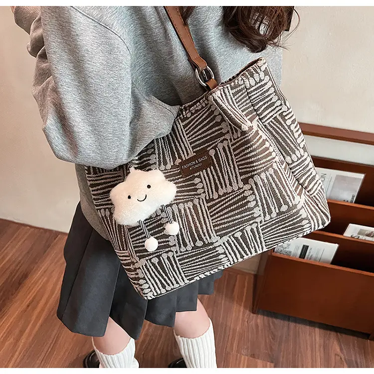 Women's Striped College Bag Winter Large Capacity — feature 22