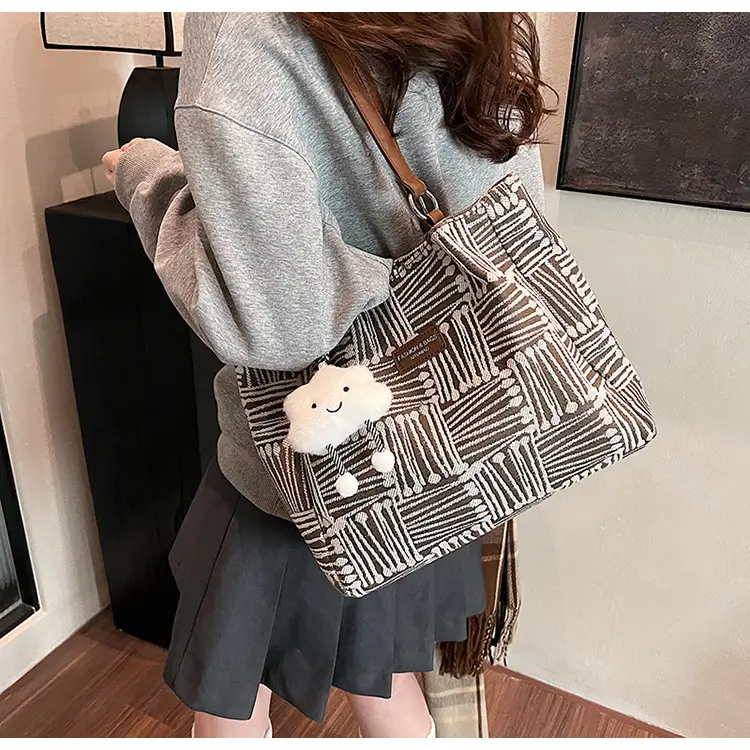 Women's Striped College Bag Winter Large Capacity — feature 23